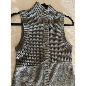 Vtg BONGO Knit Vest LARGE gray‎ chunky hip length